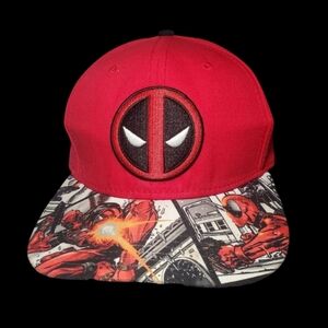Marvel Dead Pool Trucker Hat Red and Black Ages 14+ Snapback Baseball Cap 115665